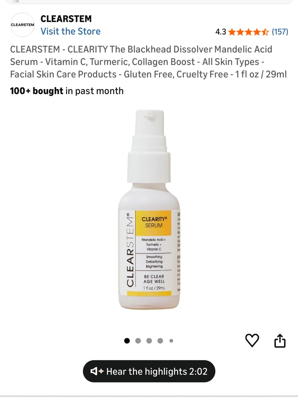 Clearity Serum- Clearstem NEW! Unopened